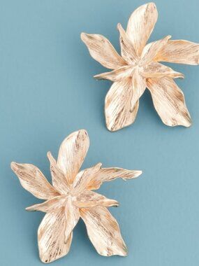NEW Anthropologie Gold Floral Earrings